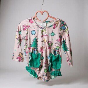 Grinch Christmas Pink Romper New